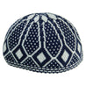 Navy Blue and Gray Diamon Design Kufi Hat Skull Cap Wool - Hijaz