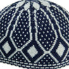 Navy Blue and Gray Diamon Design Kufi Hat Skull Cap Wool - Hijaz