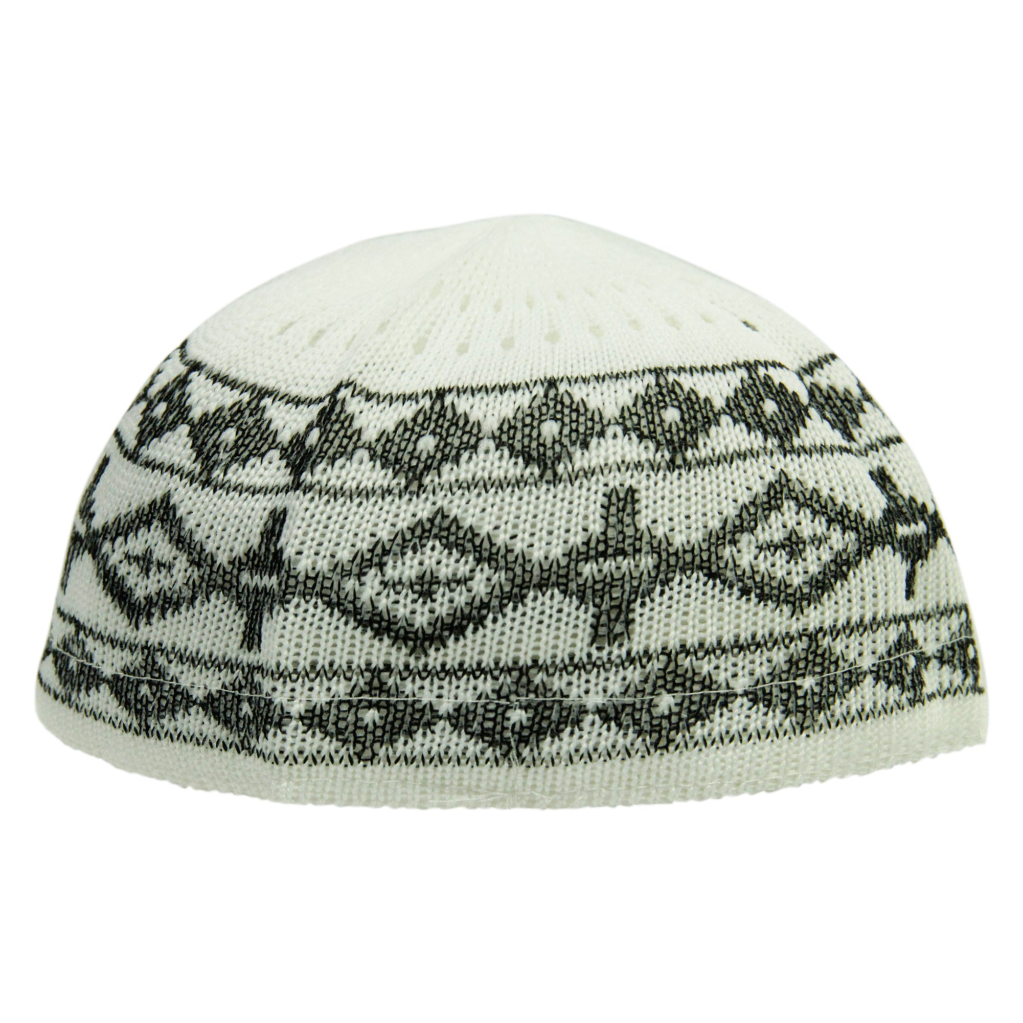 Dark Gray Stretchable Knit Kufi Beanie Skull Cap Topi with Diamond Designs - Hijaz