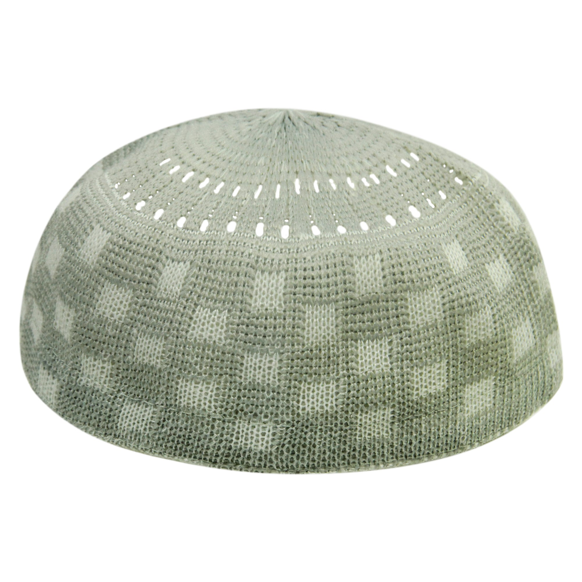 Gray Soft Stretchable Knit Kufi Beanie Skull Cap Topi Checker Design - Hijaz
