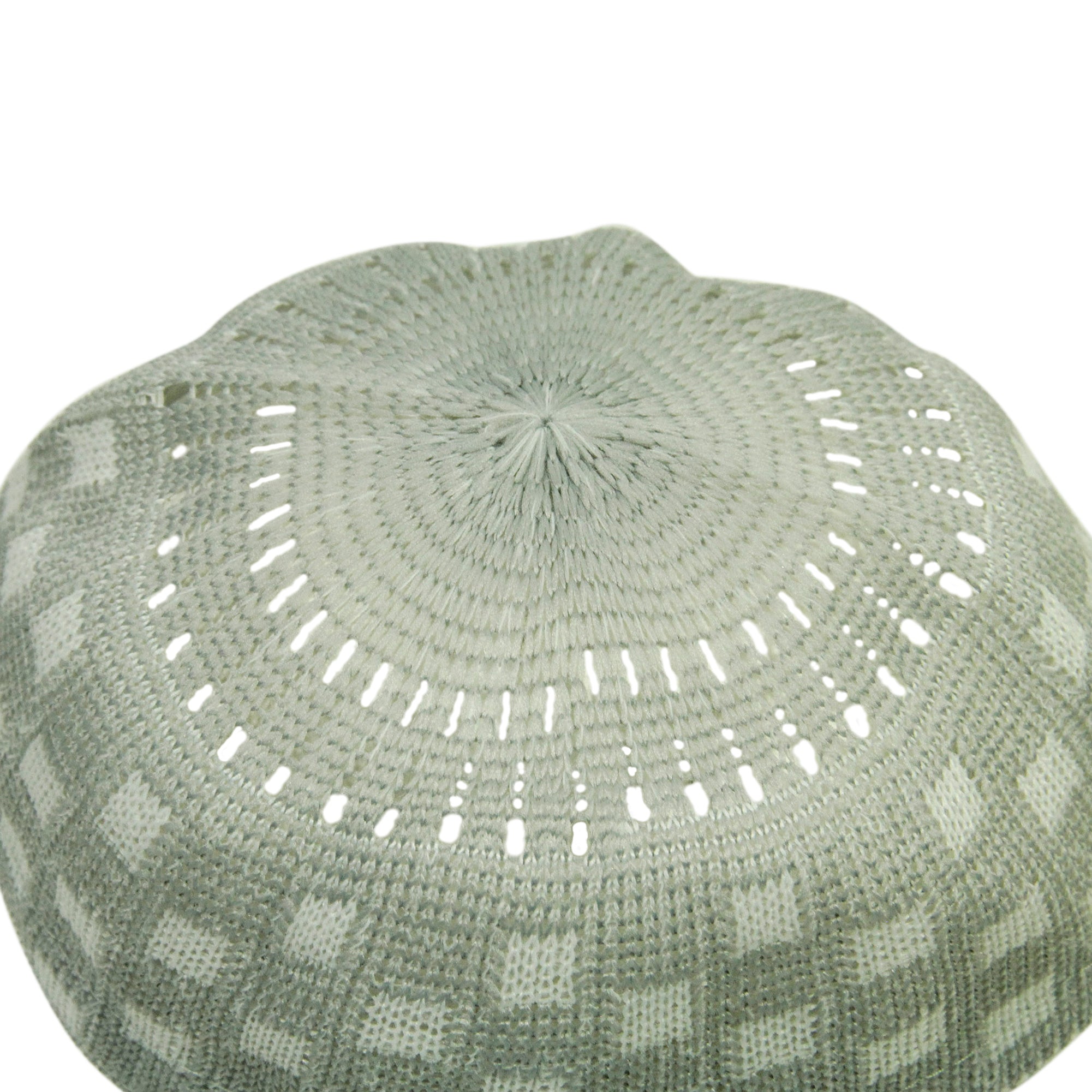 Gray Soft Stretchable Knit Kufi Beanie Skull Cap Topi Checker Design - Hijaz