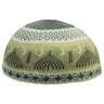Cool Gray and Tan Minaret Design Large Soft Cotton Kufi Skull Cap - Hijaz