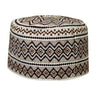 White with Brown Embroidery Omani Style Tall Hard Kufi Hat Skull Cap - Hijaz