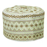 White with Tan Embroidery Omani Style Tall Hard Kufi Hat Skull Cap - Hijaz
