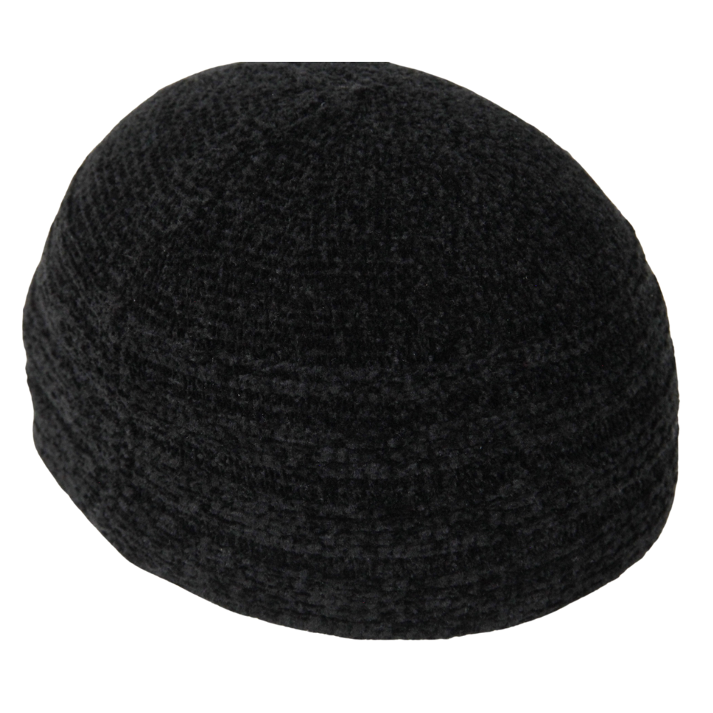 Black Wool Winter Large Skull Cap Beanie One Size Men's Kufi Hat - Hijaz