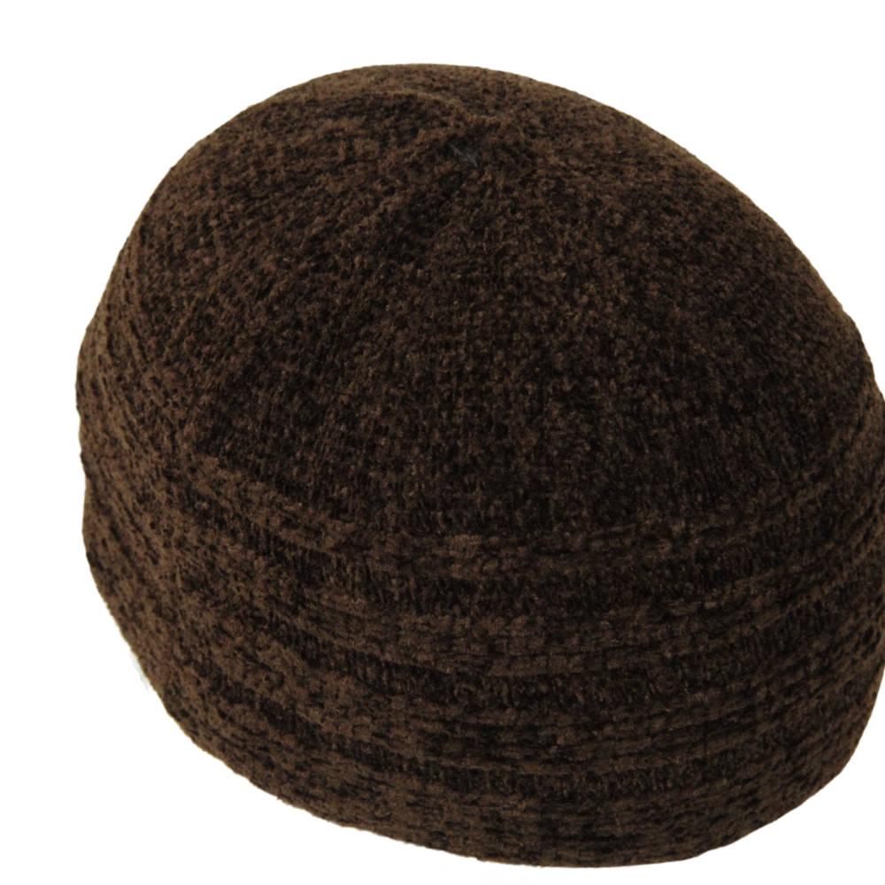 Dark Brown Wool Winter Large Skull Cap Beanie One Size Men's Kufi Hat - Hijaz
