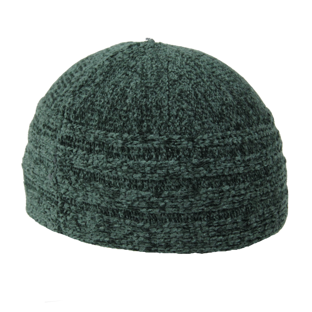 Green Wool Winter Large Skull Cap Beanie One Size Men's Kufi Hat - Hijaz