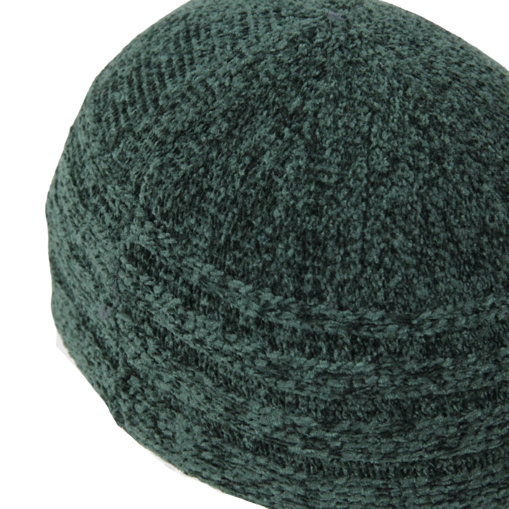 Green Wool Winter Large Skull Cap Beanie One Size Men's Kufi Hat - Hijaz