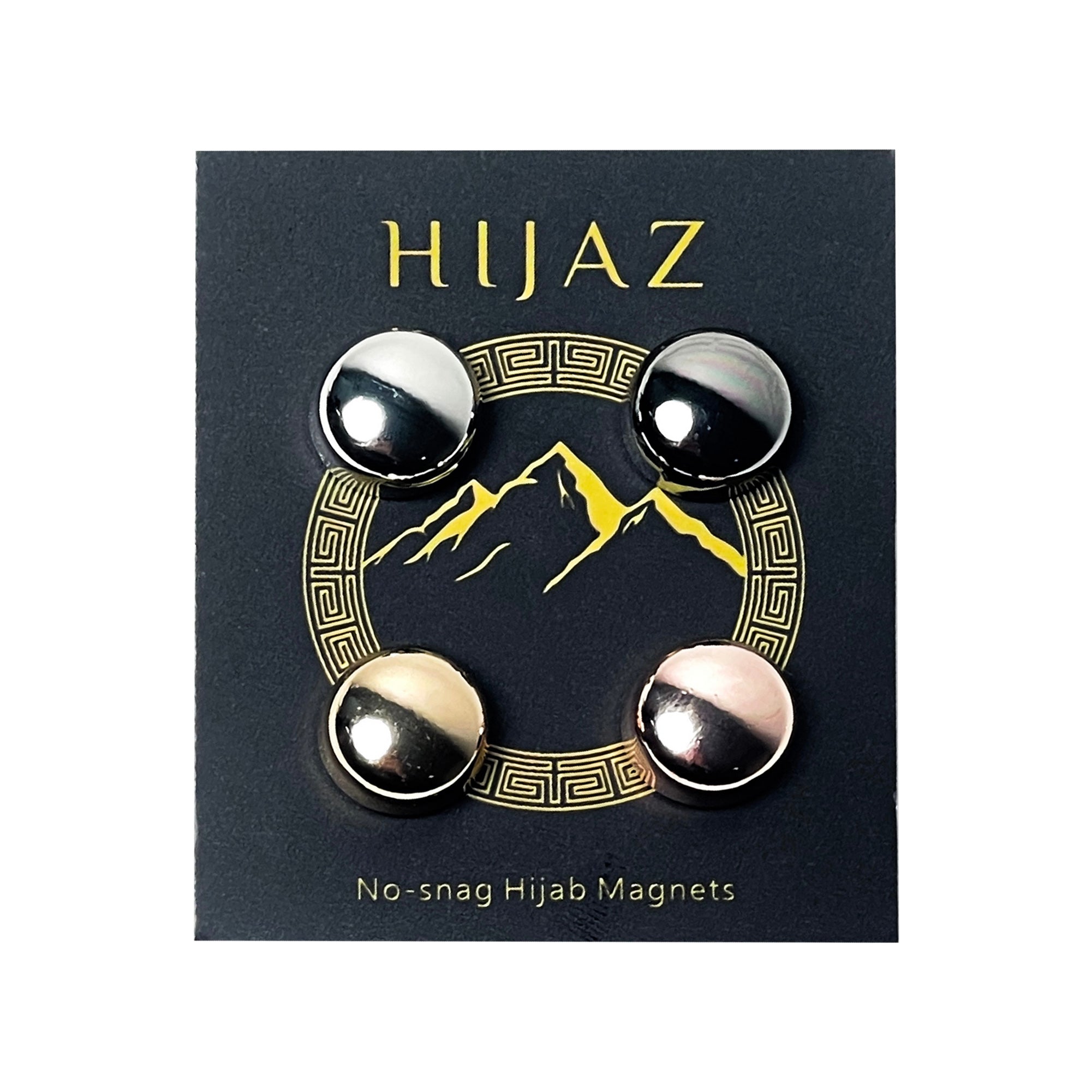 No Snag 13mm Hijab Magnets Set In Metallic Finish with 4 colors Magnetic Pins for Scarf Multi-Use Round Clip - Hijaz