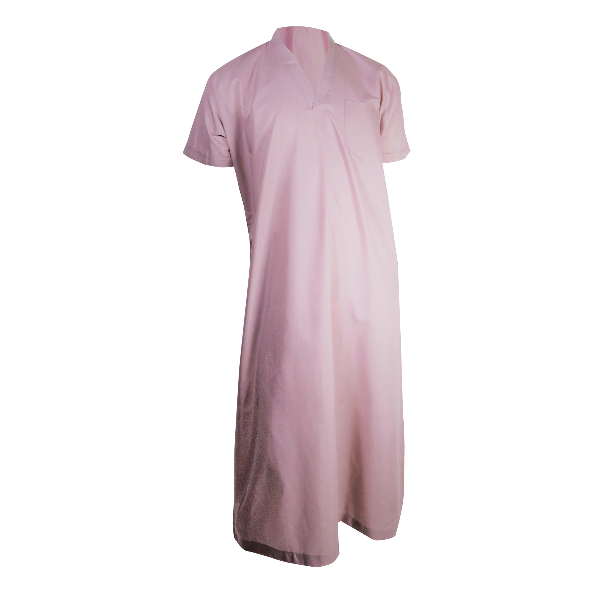 Purple V-Neck Short Sleeve Casual Cotton Men's Thobe Arab Robe Dishdasha - Hijaz