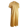 Gold V-Neck Short Sleeve Casual Cotton Men's Thobe Arab Robe Dishdasha - Hijaz