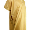 Gold V-Neck Short Sleeve Casual Cotton Men's Thobe Arab Robe Dishdasha - Hijaz