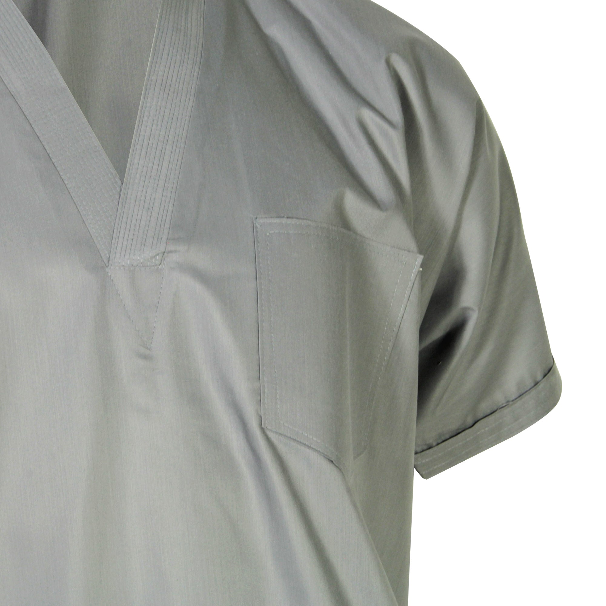 Light Gray V-Neck Short Sleeve Casual Cotton Men's Thobe Arab Robe Dishdasha - Hijaz