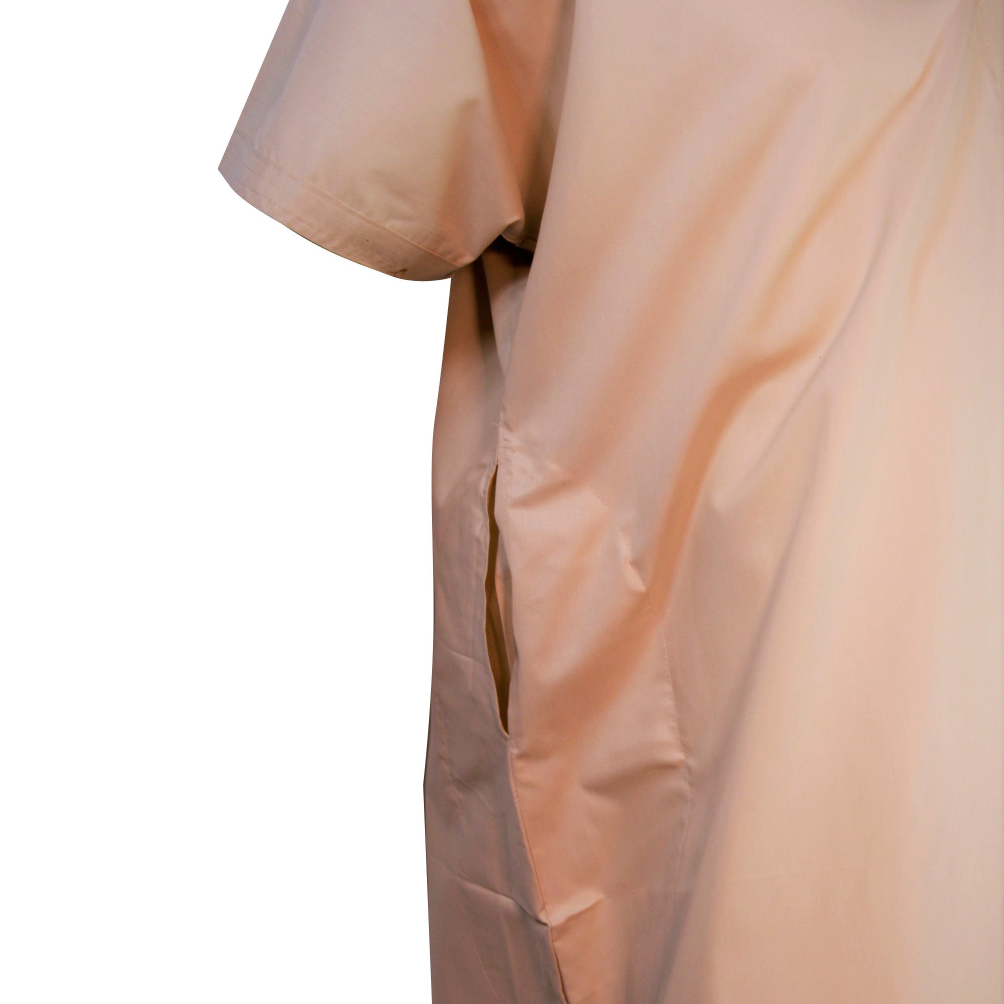 Peach V-Neck Short Sleeve Casual Cotton Men's Thobe Arab Robe Dishdasha - Hijaz
