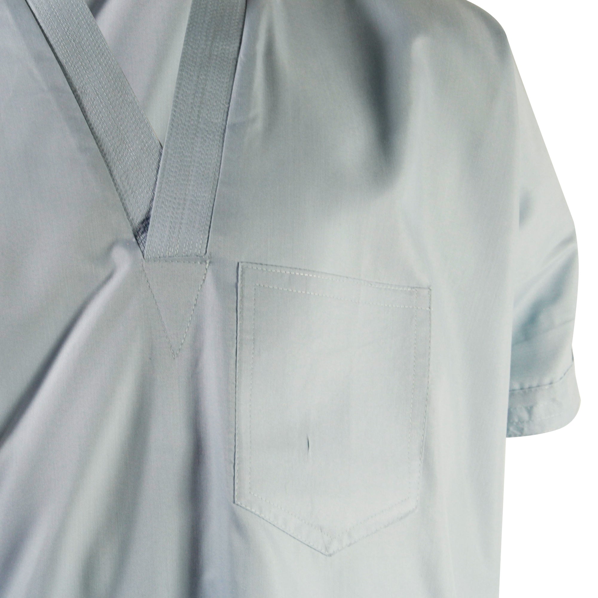 Sky Blue V-Neck Short Sleeve Casual Cotton Men's Thobe Arab Robe Dishdasha - Hijaz