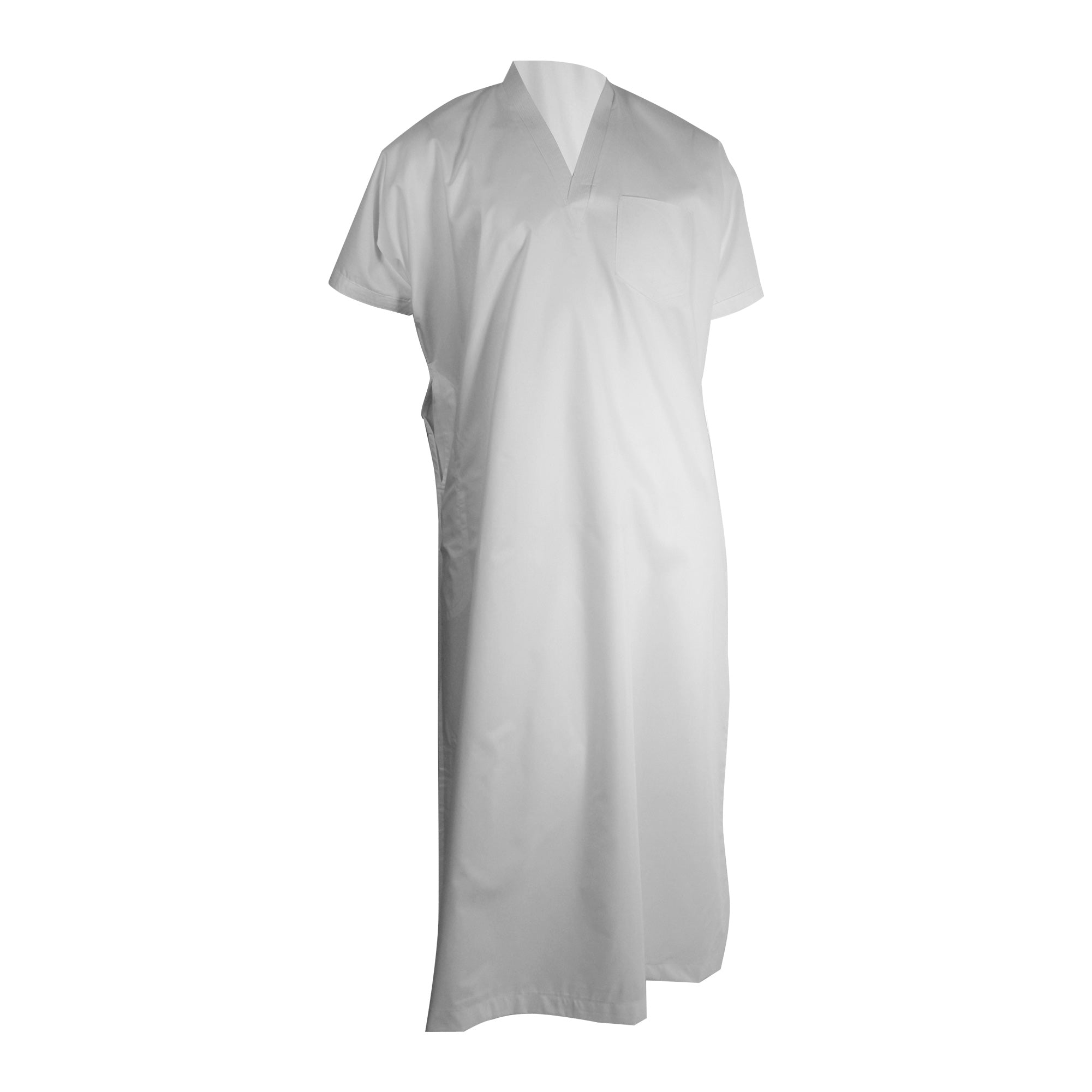 White V-Neck Short Sleeve Casual Cotton Men's Thobe Arab Robe Dishdasha - Hijaz