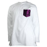 Men's Casual White Collarless Kurta with Reflective Floral Purple Pocket - Hijaz