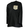Men's Casual Black Collarless Kurta with Reflective Diamond Stich Gold Color Pocket - Hijaz