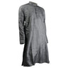 Mandarin Collar Gray Black Lantern Print Men's Long Sleeve Cotton Kurta - Hijaz