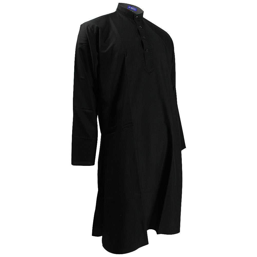 Traditional Embroidered Collar Men's Long Sleeve Cotton Blend Formal Kurta - Hijaz
