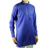 Men's Blue Modern Casual Cotton Short Asian Kurta Shirt With Accent Cuffs - Hijaz