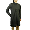 Men's Embroidered Plain Black Kurta Top Wrinkle Free Cotton Long Tunic - Hijaz
