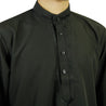 Men's Embroidered Plain Black Kurta Top Wrinkle Free Cotton Long Tunic - Hijaz