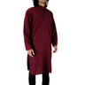 Mens Premium Embroidered Maroon Kurta Top Cotton Tunic Throbe - Hijaz