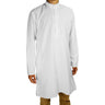 Men's Embroidered Plain White Kurta Top Wrinkle Free Cotton Long Tunic - Hijaz