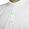 Men's Embroidered Plain White Kurta Top Wrinkle Free Cotton Long Tunic - Hijaz
