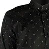 Men's Black Clover Leaf Pattern Kurta with Mandarin Collar and Pockets - Hijaz