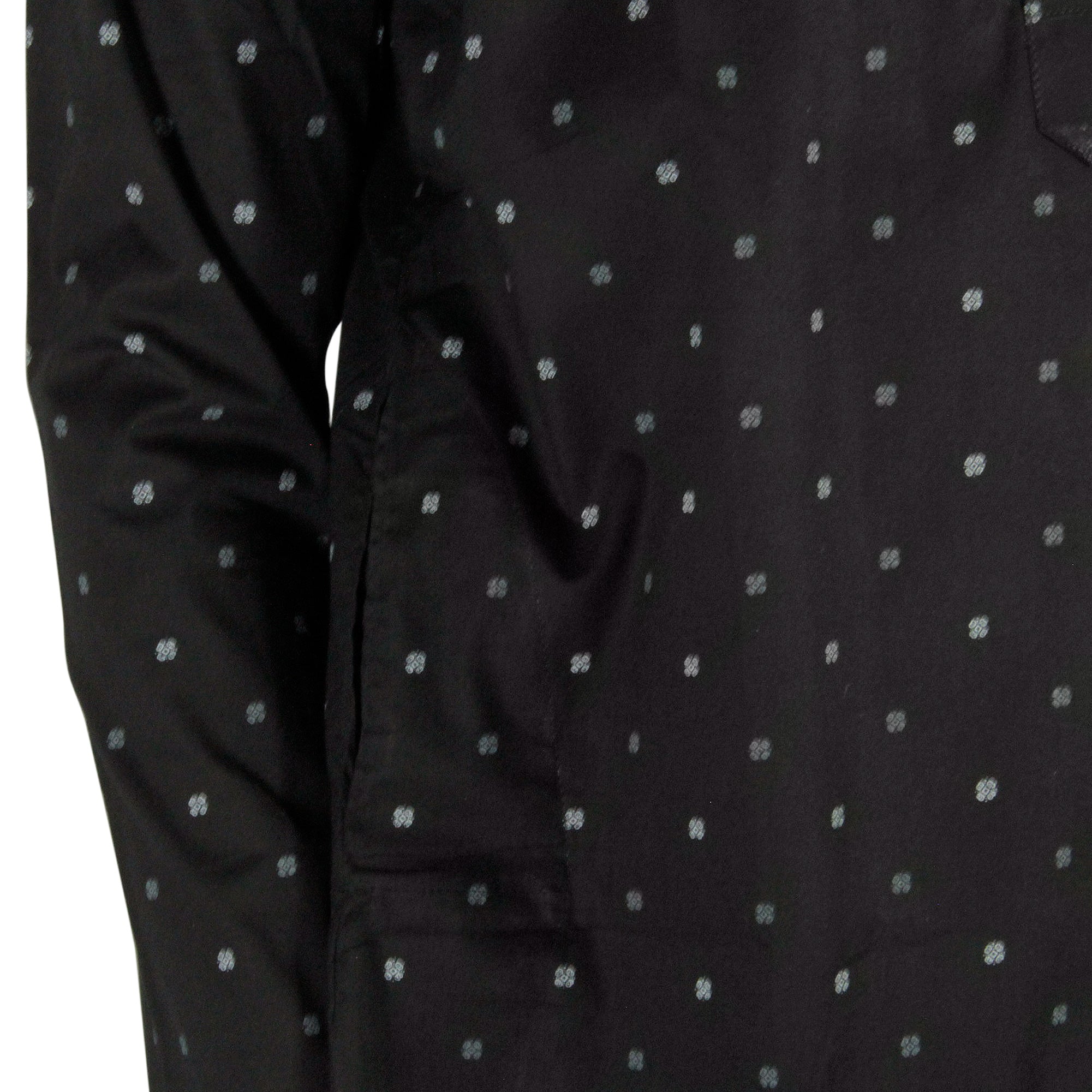 Men's Black Clover Leaf Pattern Kurta with Mandarin Collar and Pockets - Hijaz
