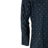 Men's Navy Blue Clover Leaf Pattern Kurta with Mandarin Collar and Pockets - Hijaz