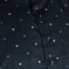 Men's Navy Blue Clover Leaf Pattern Kurta with Mandarin Collar and Pockets - Hijaz