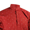 Men's Red Clover Leaf Pattern Kurta with Mandarin Collar and Pockets - Hijaz