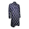 Leaf Pattern Denim Modern Indian Men's Kurta Knee Length with Pockets - Hijaz