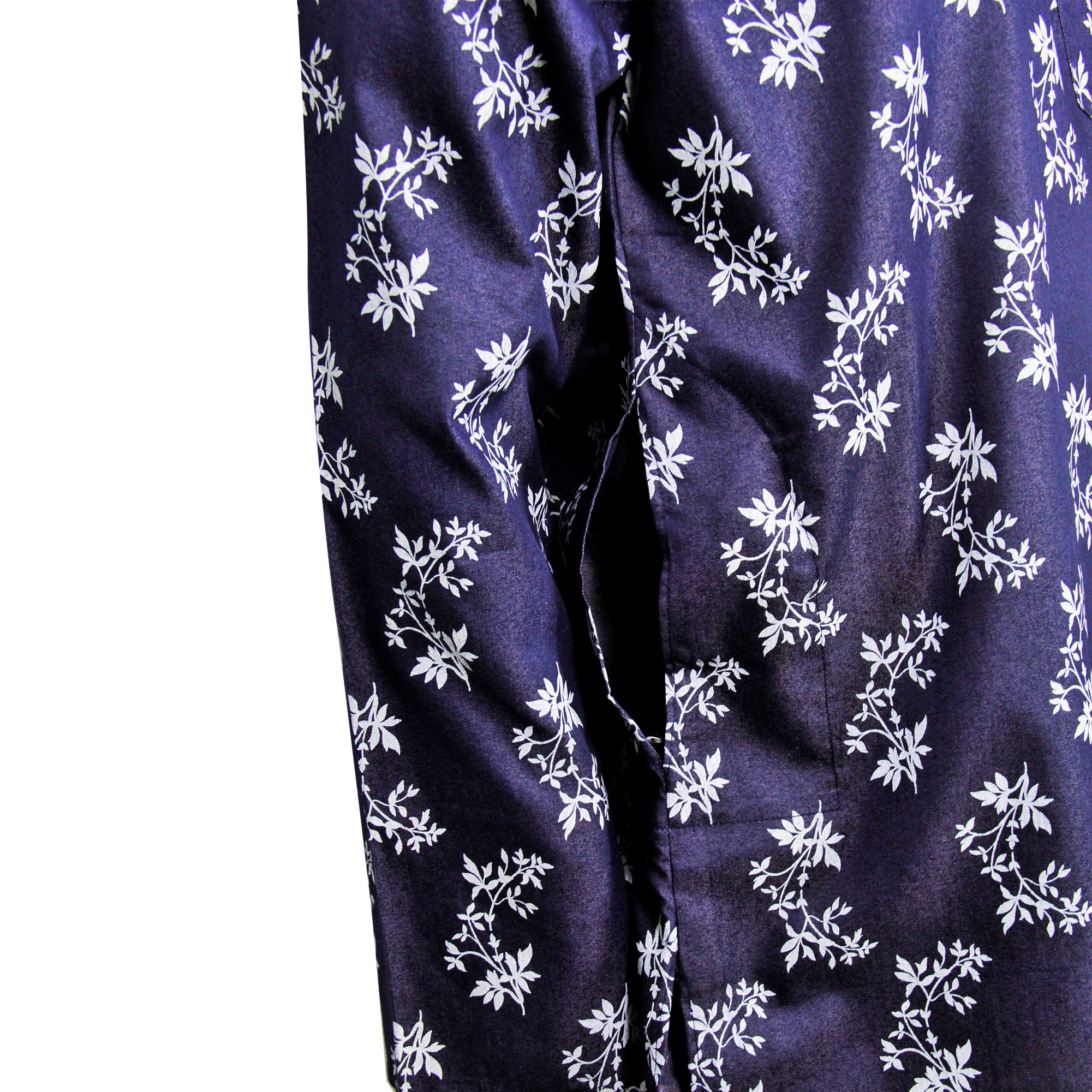 Leaf Pattern Denim Modern Indian Men's Kurta Knee Length with Pockets - Hijaz