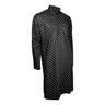 Black Cotton Men's Indian Knee Length Flower Pattern Kurta with Pockets - Hijaz
