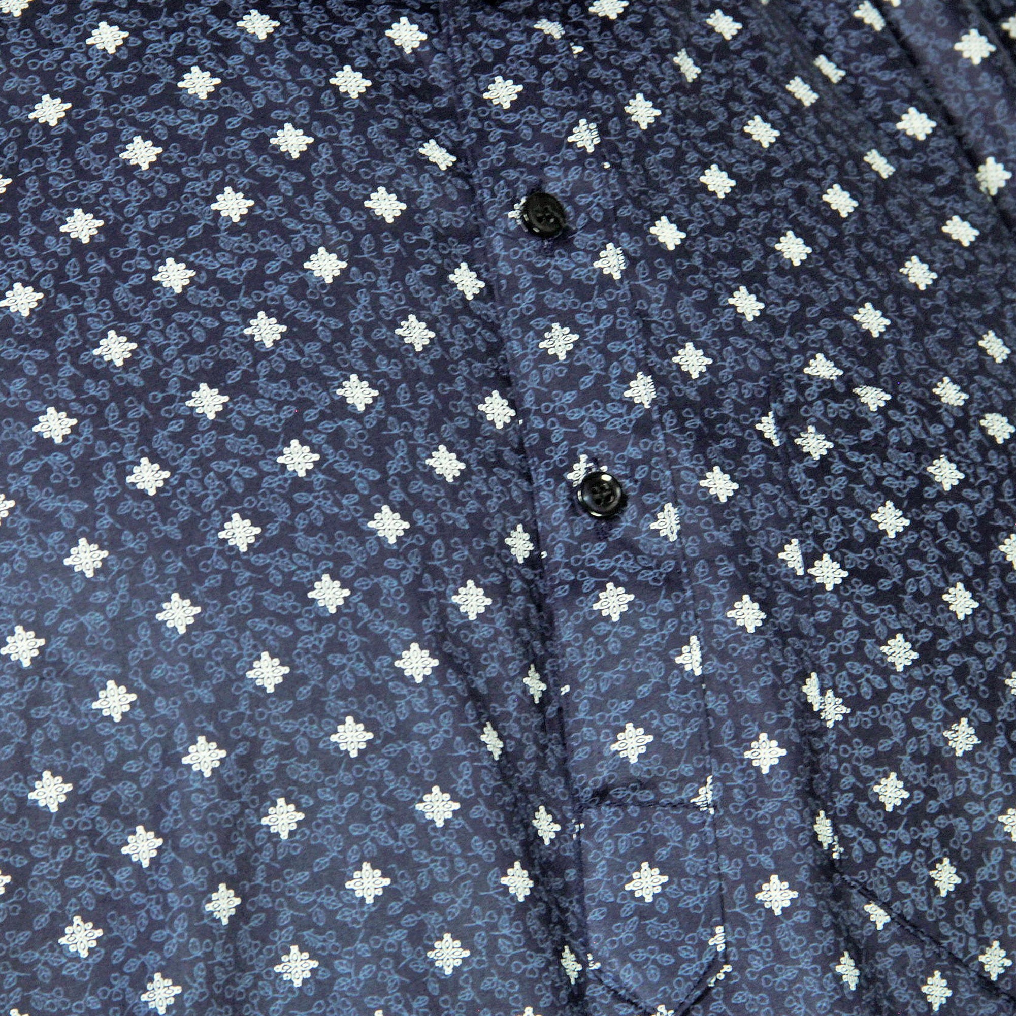 Navy Blue Cotton Men's Indian Knee Length Pattern Kurta with Pockets - Hijaz