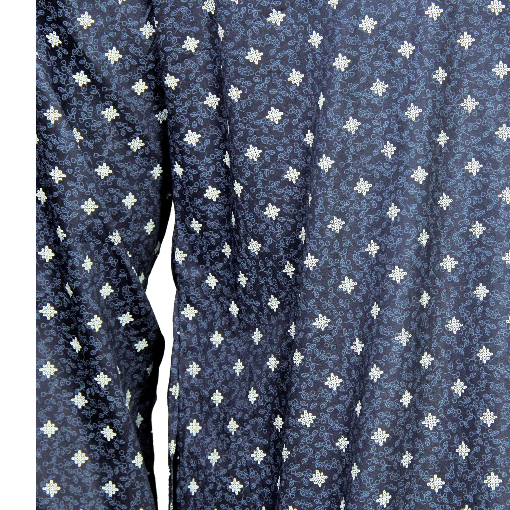 Navy Blue Cotton Men's Indian Knee Length Pattern Kurta with Pockets - Hijaz