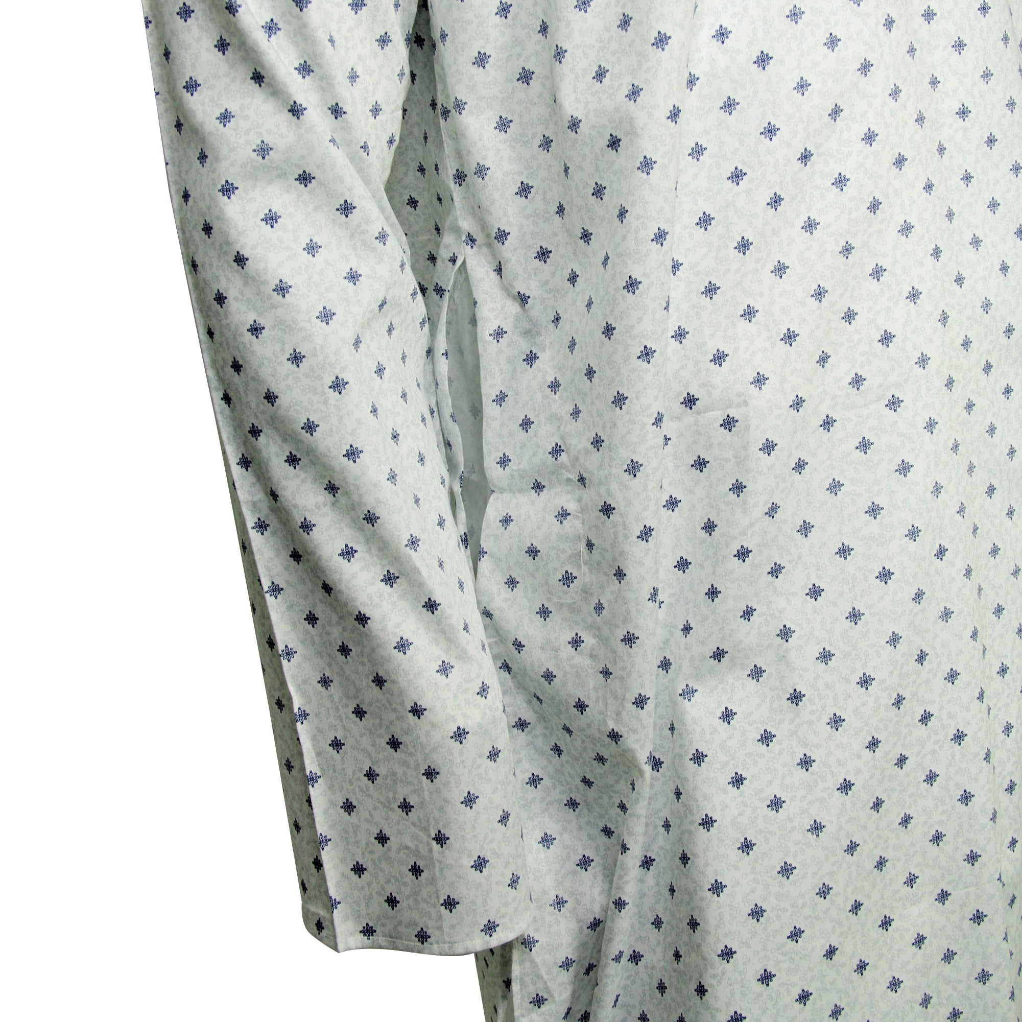 White Long Sleeve Cotton Men's Indian Long Pattern Kurta with Pockets - Hijaz