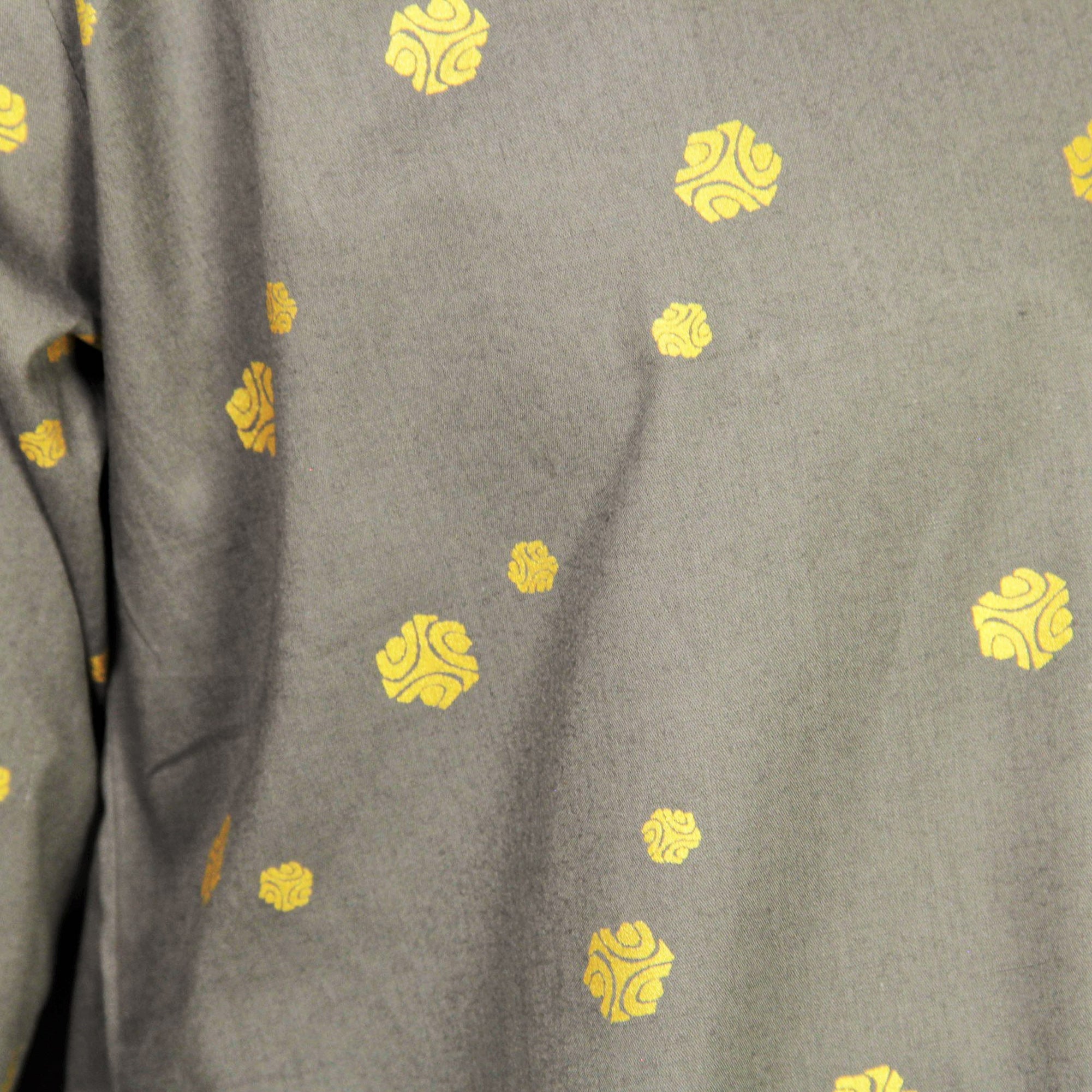 Gray and Gold Foil Long Authentic Indian Pattern Kurta with Pockets - Hijaz