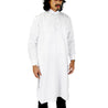 Men's White Casual Cotton Short Asian Kurta Shirt With Accent Cuffs - Hijaz