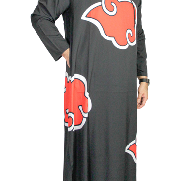 Akatsuki Robe Anime Inspired Hooded Unisex Jilbab Thobe with Pockets - Hijaz