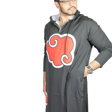 Akatsuki Robe Anime Inspired Hooded Unisex Jilbab Thobe with Pockets - Hijaz