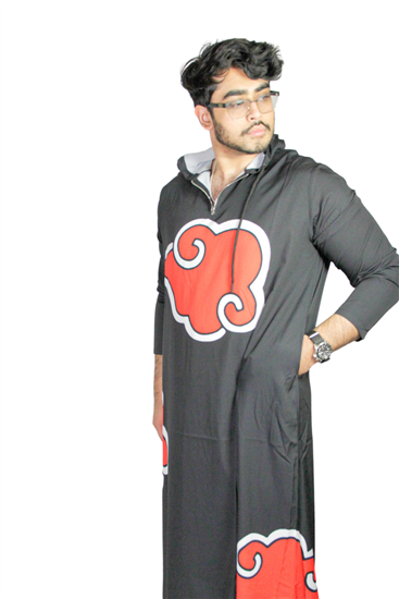 Akatsuki Robe Anime Inspired Hooded Unisex Jilbab Thobe with Pockets - Hijaz