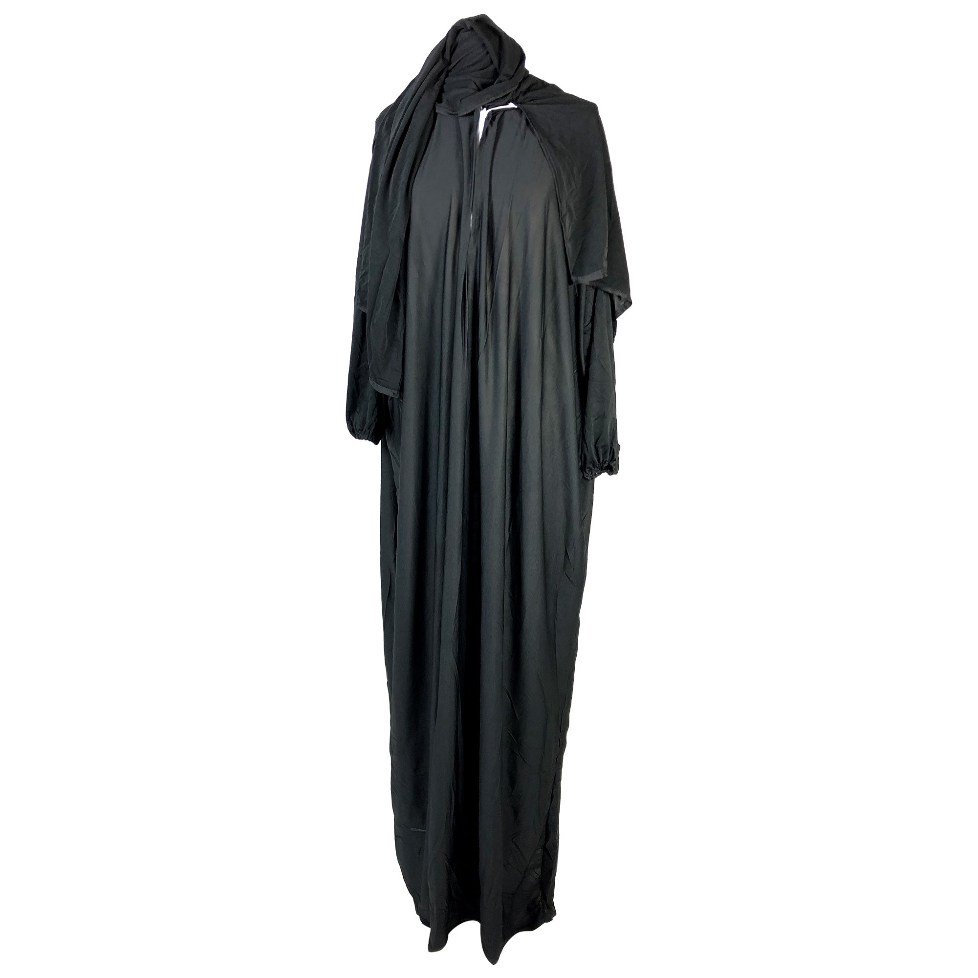 Black Women's Modest Prayer Clothes Abaya with Attached Shawl - Hijaz