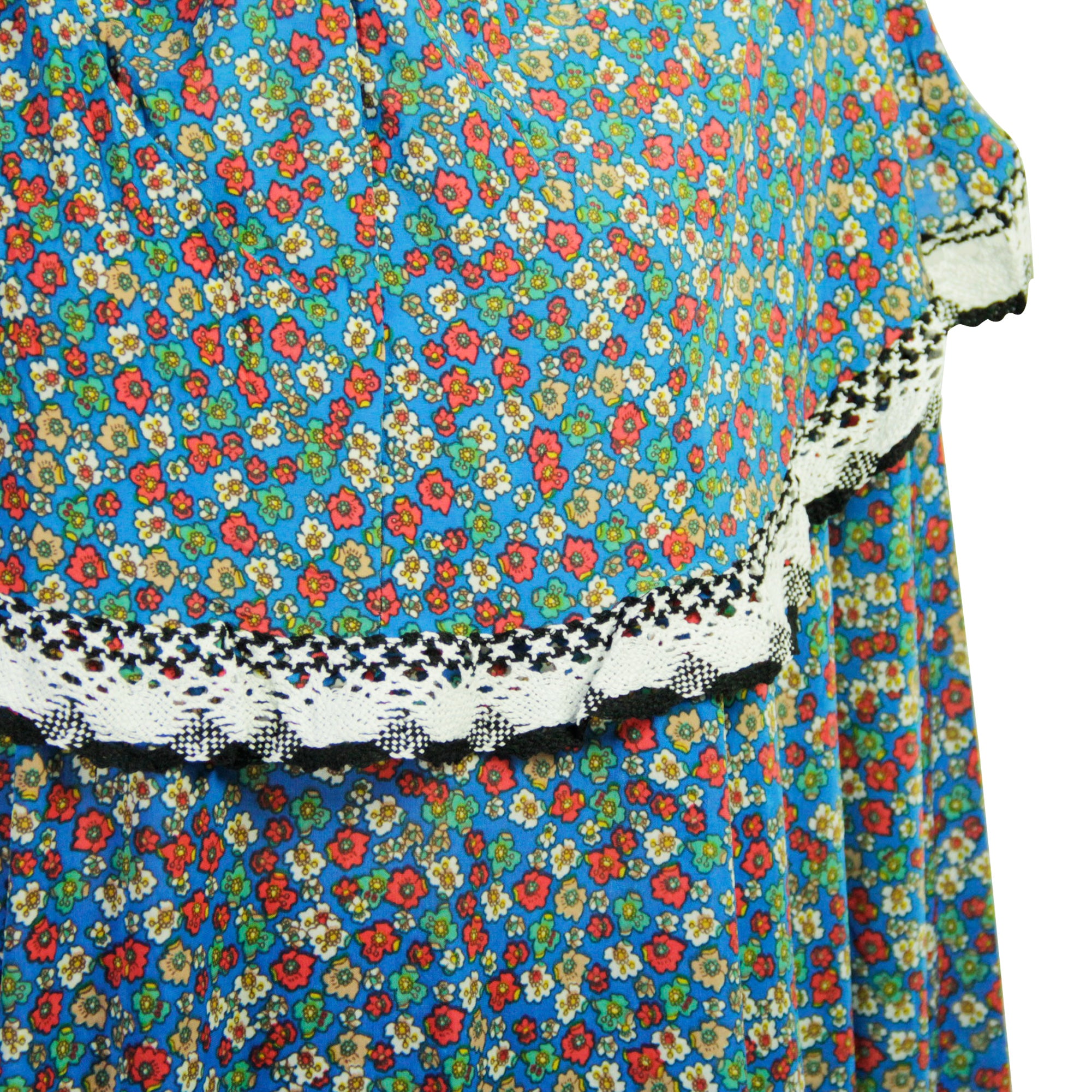 One Size Blue Floral Women's Loose Prayer Clothes Abaya Gown With Hijab - Hijaz