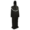 One Size Black Fan Floral Women's Loose Prayer Clothes Abaya Gown With Hijab - Hijaz