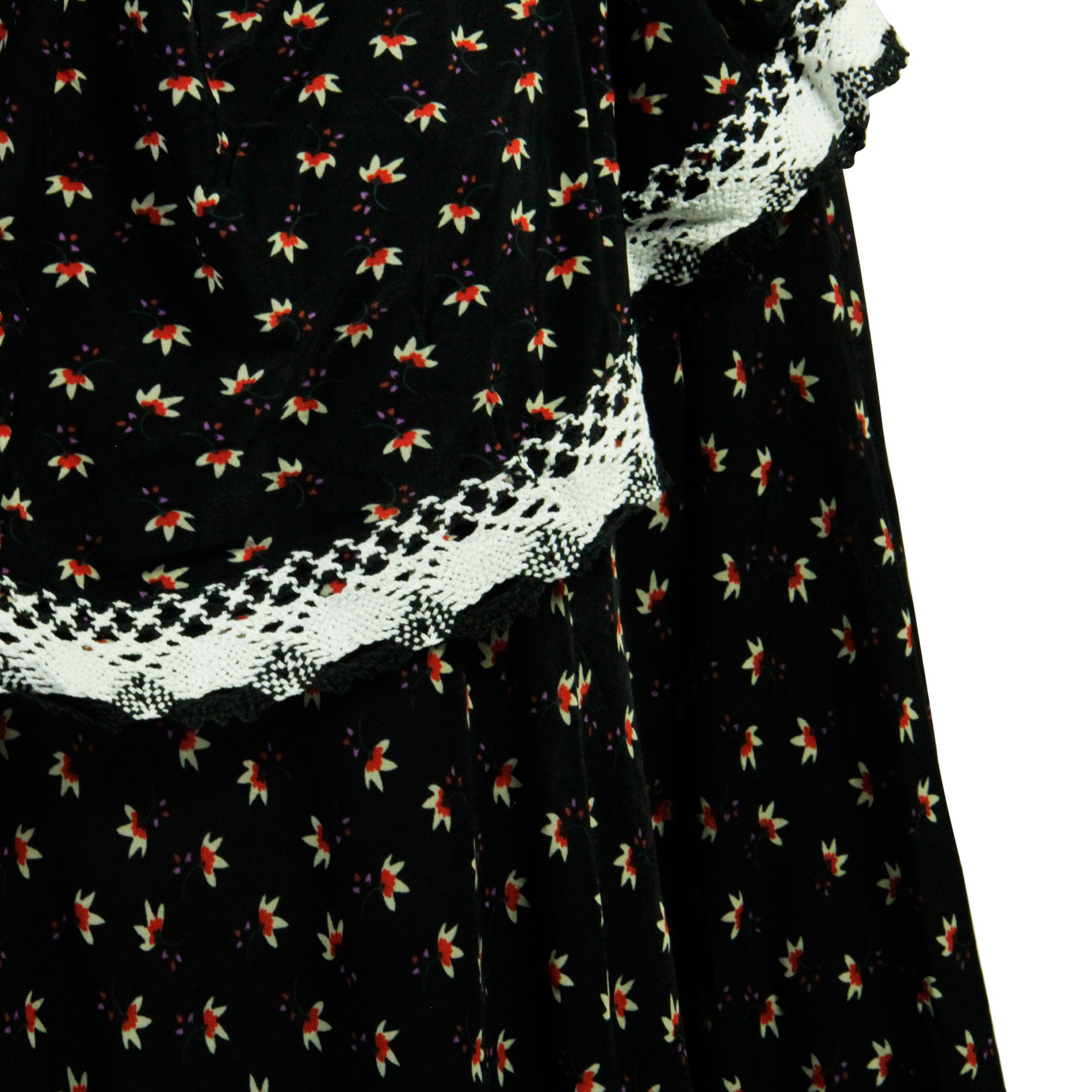 One Size Black Fan Floral Women's Loose Prayer Clothes Abaya Gown With Hijab - Hijaz